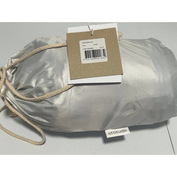 Ettitude Waffle Bathrobe Women S Gray Weave Bamboo Lyocell Long Sleeve Tie Front - Picture 8 of 9